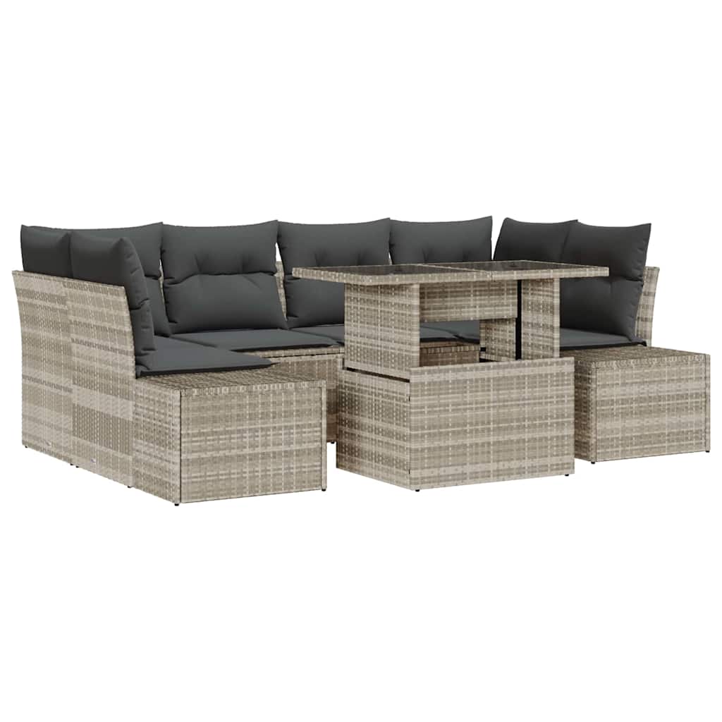Garten-Sofa-Set 7 pcs Hellgrau und Dunkelgrau 100 x 55 x 73 cm